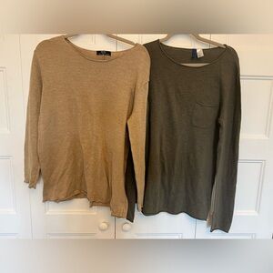 Bershka & H&M Long Sleeve Shirts Set - Earth Tones - Size M